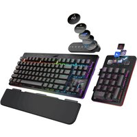 Mountain Everest Max - Tastatur - mit media dock - Hintergrundbeleuchtung - USB-C - QWERTZ - Deutsch - Tastenschalter: CHERRY MX Blue - schwarz (MG-EVK1B-CB1-DE)