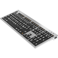 Logickeyboard ALBA Tastatur USB AZERTY Französisch Schwarz - Silber (LKB-LPRNTWB-CWMU-FR)