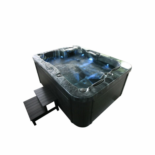 Outdoor Whirlpool BLACK MARBLE - Mit Treppe und Thermoabdeckung