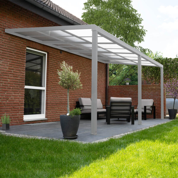 Terrassenüberdachung SOLIS DELUXE - 579 x 295 x 233 / 272 cm Weiß