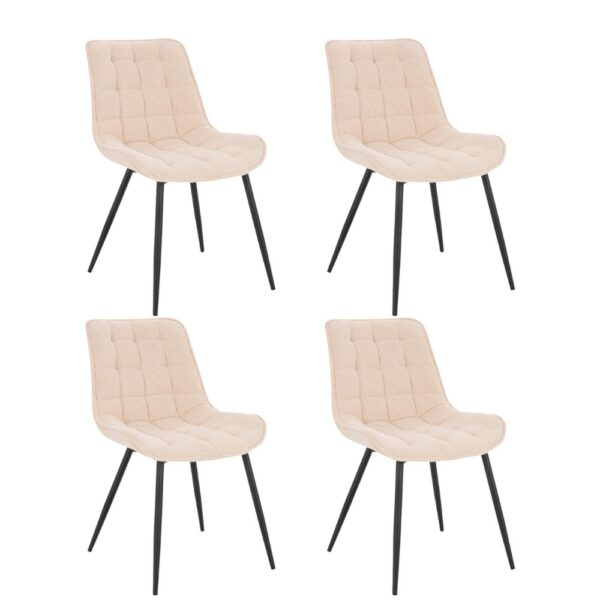 Polsterstuhl Esszimmer 4er Set IKALO – Cord Creme