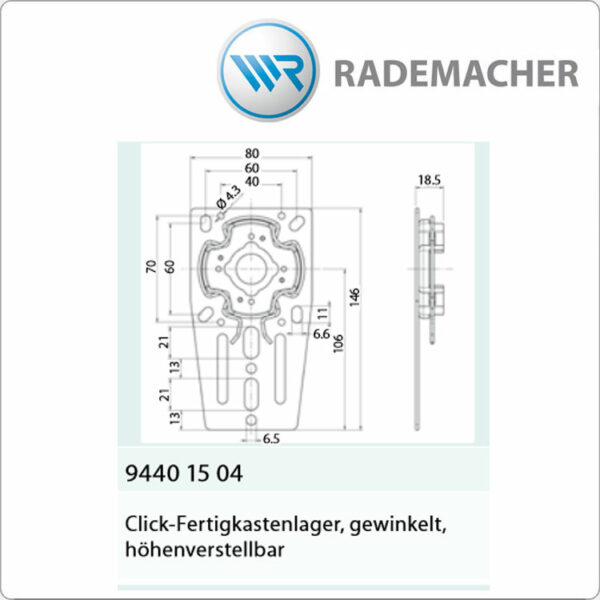 RADEMACHER Click Fertigkastenlager , gewinkelt Höhenverstellbar