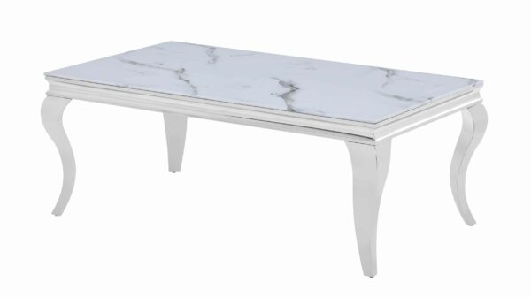 Die Möbelfundgrube Couchtisch Glasplatte Marmor Optik 115 x 65 cm - BELKA