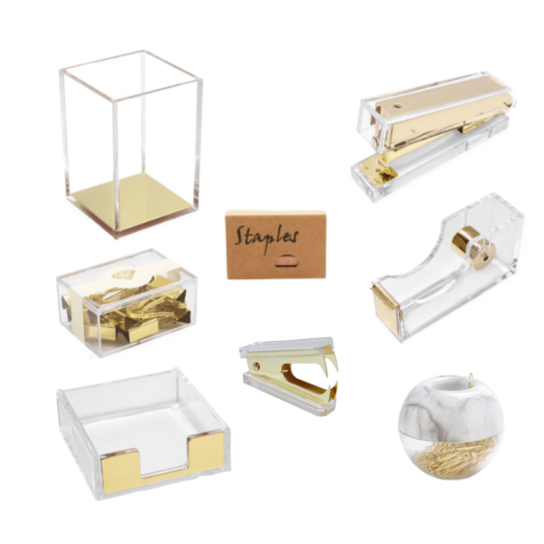 Schreibtisch Acryl Set, 8-teilig - Gold