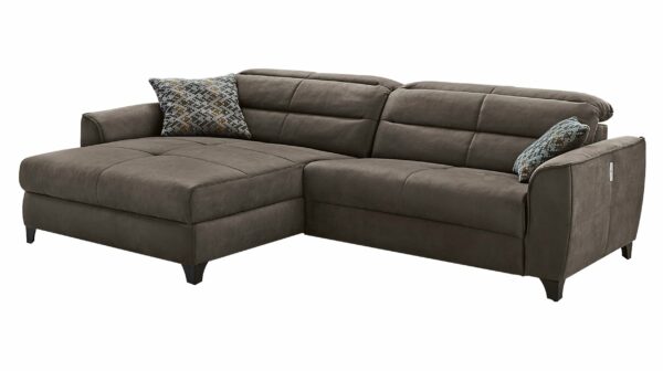 Die Möbelfundgrube Ecksofa mit Relaxfunktion braun 289 x 184 cm - DOUBLE-ONE