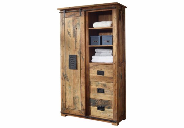 Massivart Garderobenschrank 1 Rolltür Mango massiv 100 cm - EMANUEL