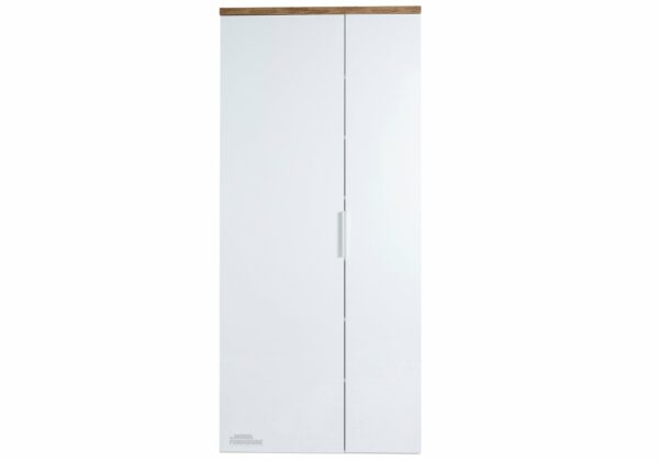 Die Möbelfundgrube Garderobenschrank weiß hochglanz - Eiche 82 cm - MUNDI