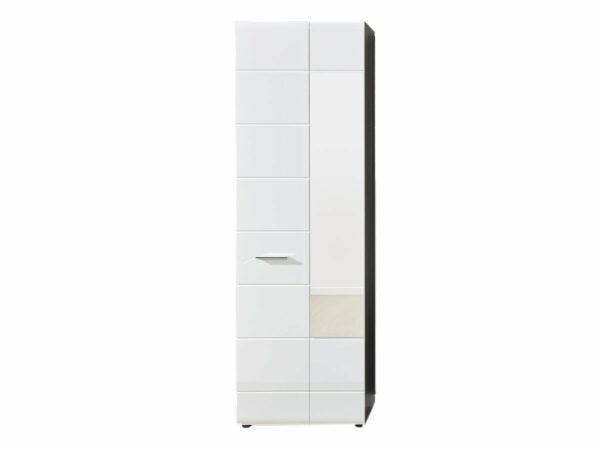 Die Möbelfundgrube Garderobenschrank weiß hochglanz - Rauchsilber 191 cm - LINE