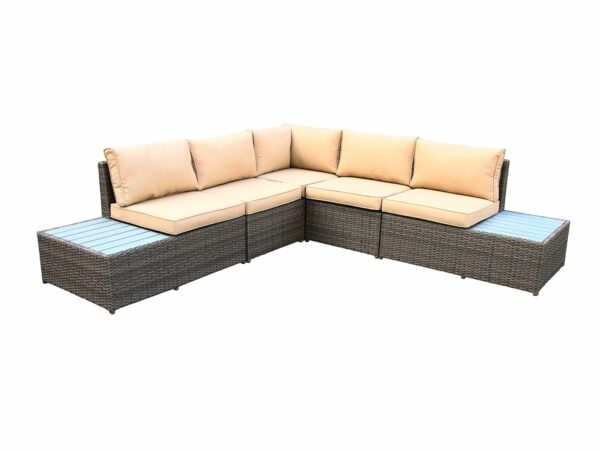 Die Möbelfundgrube Gartenmöbel Lounge Set 235 cm braun/naturfarben - SEA