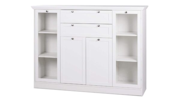 Die Möbelfundgrube Highboard mit 2 Glastüren weiß 120 cm - LANDWOOD