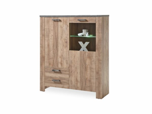 Die Möbelfundgrube Highboard mit Beleuchtung Samdal - anthrazit 122 cm - EDMONTON