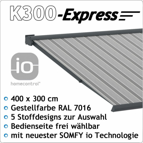 SOWERO Kassettenmarkise K300-Express 4x3m anthrazit matt