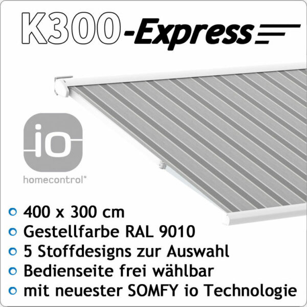 SOWERO Kassettenmarkise K300-Express 4x3m weiß