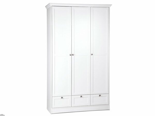 Die Möbelfundgrube Kleiderschrank weiß 120 cm 3-türig - LANDWOOD