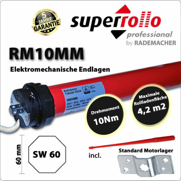 SUPERROLLO Superrollo Rollladenmotor RM10MM 10Nm - 230V / 50HZ