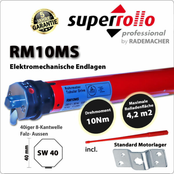 SUPERROLLO Superrollo Rollladenmotor RM10MS 10Nm - 230V / 50HZ