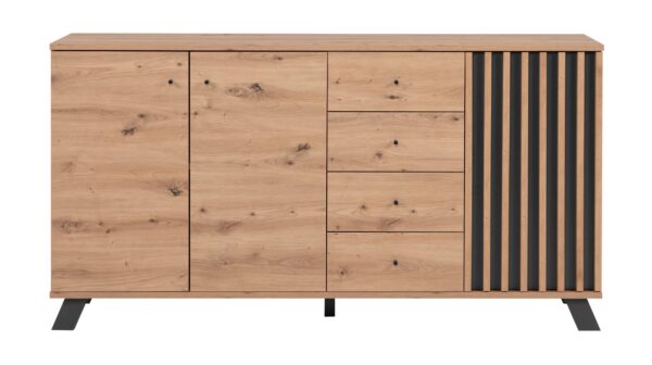 Die Möbelfundgrube Sideboard 3 Türen Artisan Eiche - anthrazit 160 cm - MEDAN