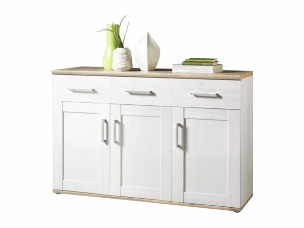 Die Möbelfundgrube Sideboard 3 türig San Remo Eiche - Sibiu Lärche 140 cm - ROMANCE