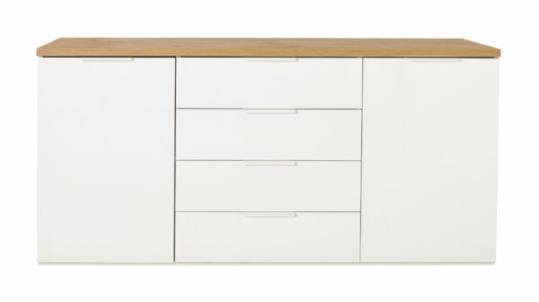 Die Möbelfundgrube Sideboard Artisan Eiche - weiß hochglanz 171 cm - MUNDI