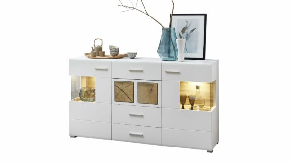 Die Möbelfundgrube Sideboard weiß Hirnholzoptik 2-türig - 170 cm - FUN PLUS