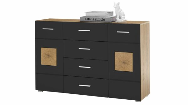 Die Möbelfundgrube Sideboard schwarz matt 140 cm - 2-türig - GEORGIA