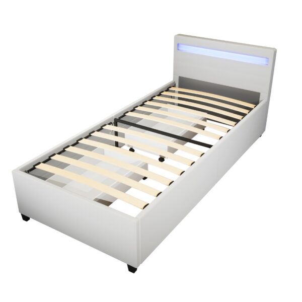 LED Bett NUBE mit Schubladen - 90 x 200 cm Weiß