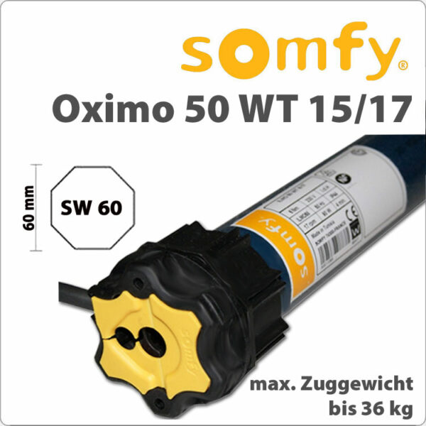 SOMFY Somfy Oximo 50 WT 15/17 Rollladenmotor SW60