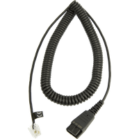 Jabra Quick Disconnect (QD) to Modular (RJ) Coiled Bottom Cord