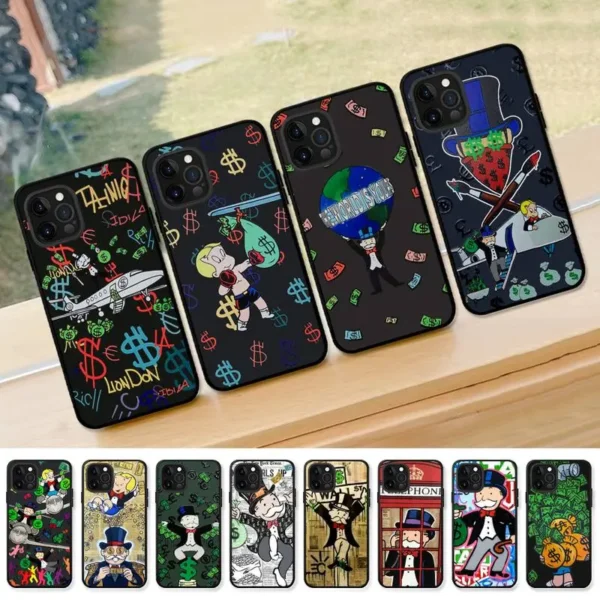 Cartoon Dollar Monopolys Telefon Fall für iPhone 13 12 mini 11 pro Xs max Xr X 8 7 6 6s Plus 5s