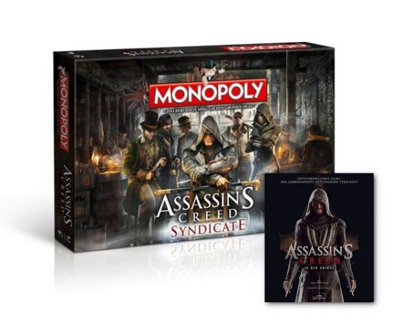 Winning Moves Spiel, Brettspiel Monopoly Assassin's Creed Syndicate + Buch "In den Animus"