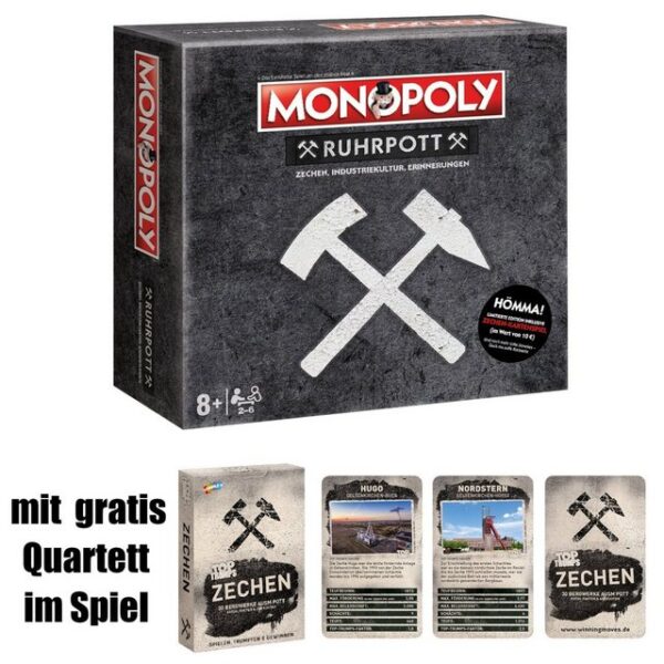 Winning Moves Spiel, Brettspiel Monopoly Ruhrpott inkl. Quartettspiel Zechen