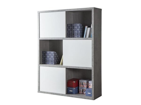 Die Möbelfundgrube Bücherregal Betonoptik - weiß hochglanz 120 cm - PRATICO