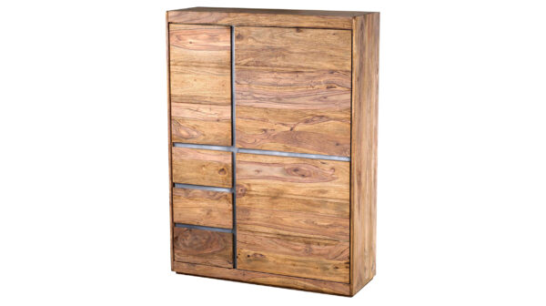 Massivart Highboard 3 Türen Sheesham massiv gebeizt 102 cm - SENSO