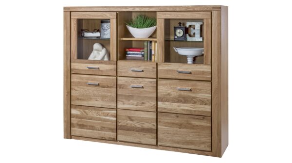 Massivart Highboard Wildeiche teilmassiv geölt 159 cm - FREYJA