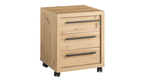 Die Möbelfundgrube Rollcontainer Artisan Eiche 54 x 64 cm 3 Schubladen - RILEGA