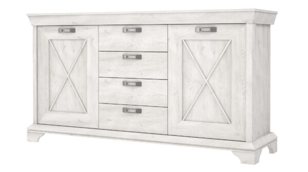 Die Möbelfundgrube Sideboard mit 4 Schubladen Pinie weiß 178 cm - KASHMIR