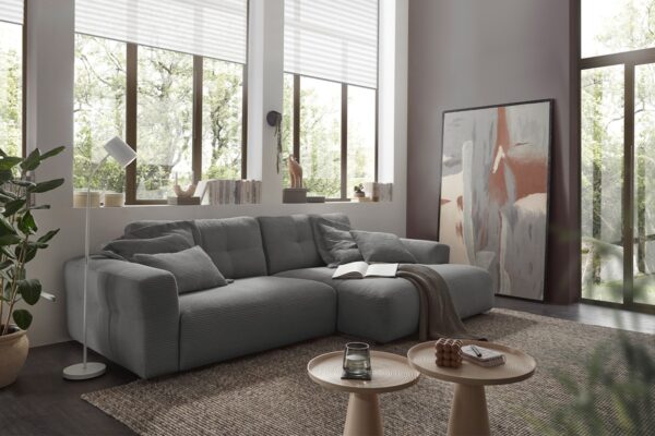 KAWOLA Sofa MIKA Ecksofa Cord grau