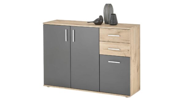 Die Möbelfundgrube Kommode Viking Oak - grau 120 x 84 cm - BOBBY