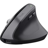 Trust Bayo+ – Vertikale Maus – ergonomisch – Für Rechtshänder – optisch – 6 Tasten – kabellos – 2.4 GHz – kabelloser Empfänger (USB) – Schwarz (25146)