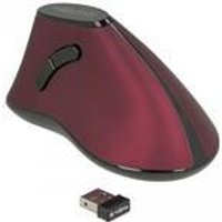 DeLOCK - Maus - ergonomisch - Für Rechtshänder - optisch - 5 Tasten - kabellos - 2.4 GHz - kabelloser Empfänger (USB) - Schwarz / Rot - Einzelhandel