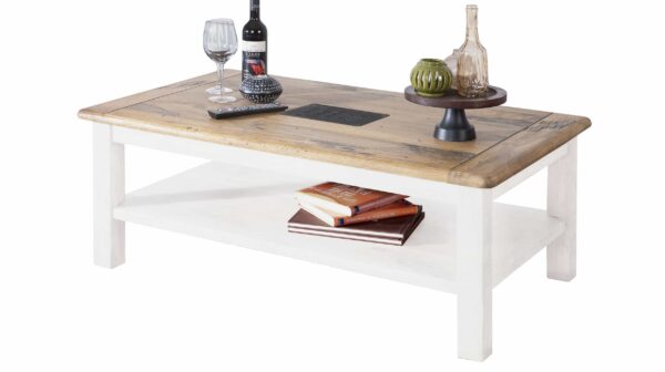 Massivart Couchtisch Massivholz weiß Mango 118 x 70 cm - EMANUEL