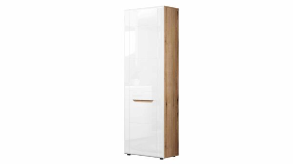 Die Möbelfundgrube Garderobenschrank weiß hochglanz - Eiche 203 cm - JARON