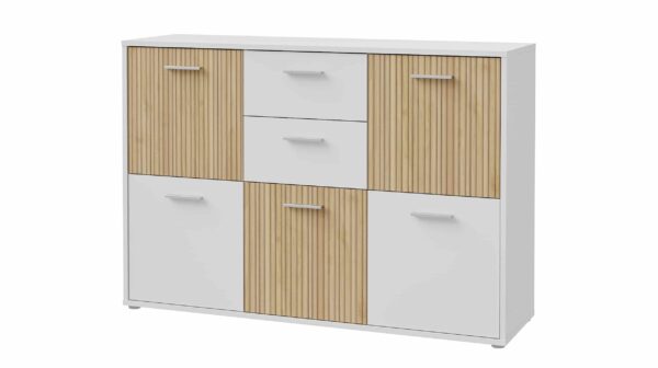 Die Möbelfundgrube Sideboard 2 Schubladen weiß - Artisan Eiche 138 cm - QUADRO