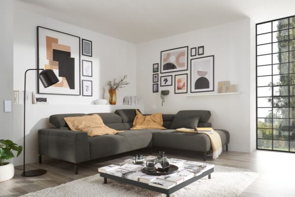 KAWOLA Sofa DELIA Ecksofa Feincord anthrazit