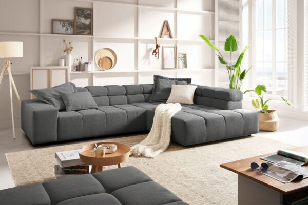 KAWOLA Sofa NEVADA Ecksofa Feincord anthrazit