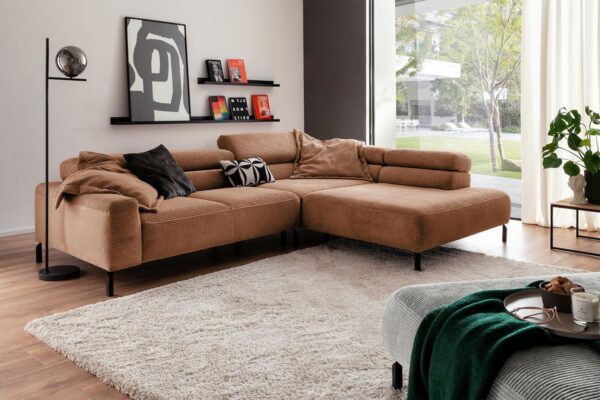 KAWOLA Sofa DELIA Ecksofa Cord rost