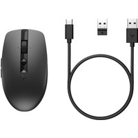 HP 715 Wiederaufladbare Maus für mehrere Geräte - Beidhändig - RF Wireless + Bluetooth - 3000 DPI - Schwarz (6E6F0AA)