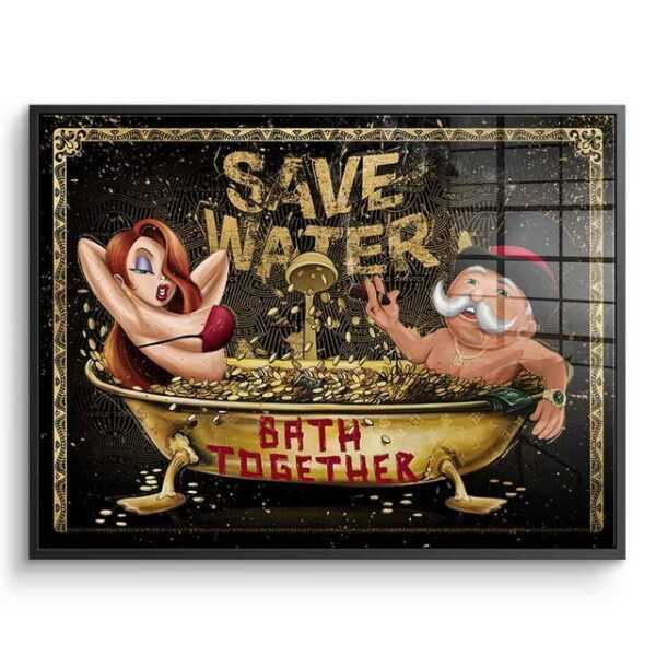 DOTCOMCANVAS® Acrylglasbild Save Water DCC Edition - Acrylglas, Acrylglasbild American Express Save Water Mr. Monopoly Jessica Rabbit