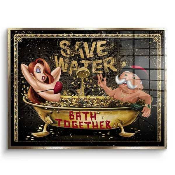 DOTCOMCANVAS® Acrylglasbild Save Water DCC Edition - Acrylglas, Acrylglasbild American Express Save Water Mr. Monopoly Jessica Rabbit