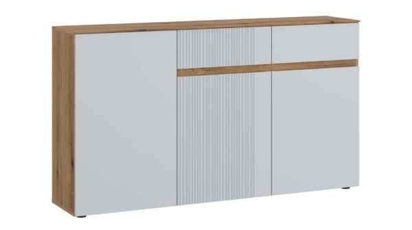 Die Möbelfundgrube Sideboard mit Schubladen - grau - Eiche - 150 cm - MANILLA